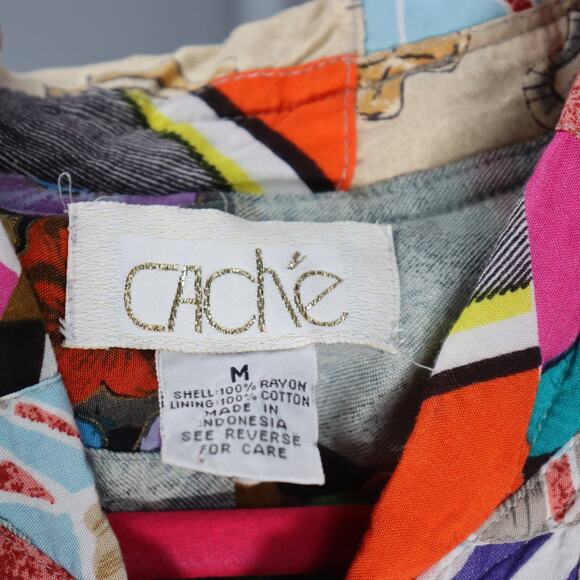 Vintage Cache Rayon Beaded Bomber Jacket Size M - Picture 6 of 9